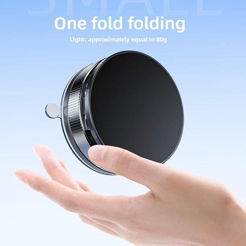 Strong Magnetic Car Phone Holder - Retractable Vacuum Suction Cup, Universal Adjustable Dashboard Phone Mount for Iphone, Samsung, All Smartphones - Secure, Hands-Free, Compact Design (Black)