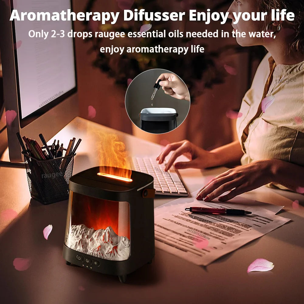 Air Humidifier Aroma Diffuser Colorful Flame Essential Oil Diffuser Home Mini Fragrance Diffuser Humidifier with Remote Control