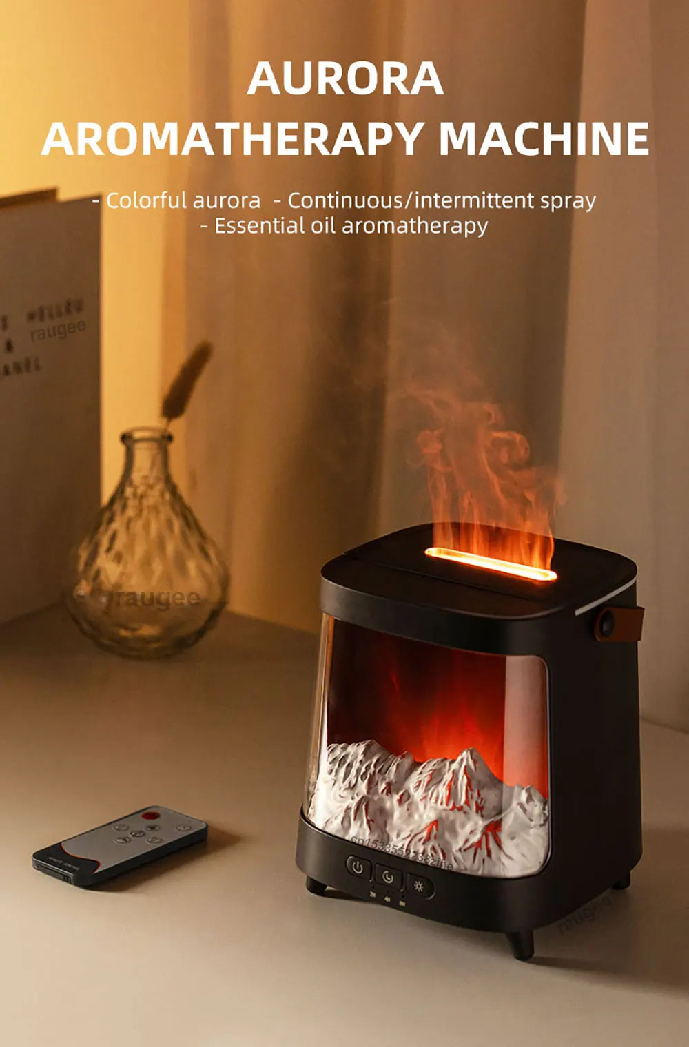 Air Humidifier Aroma Diffuser Colorful Flame Essential Oil Diffuser Home Mini Fragrance Diffuser Humidifier with Remote Control