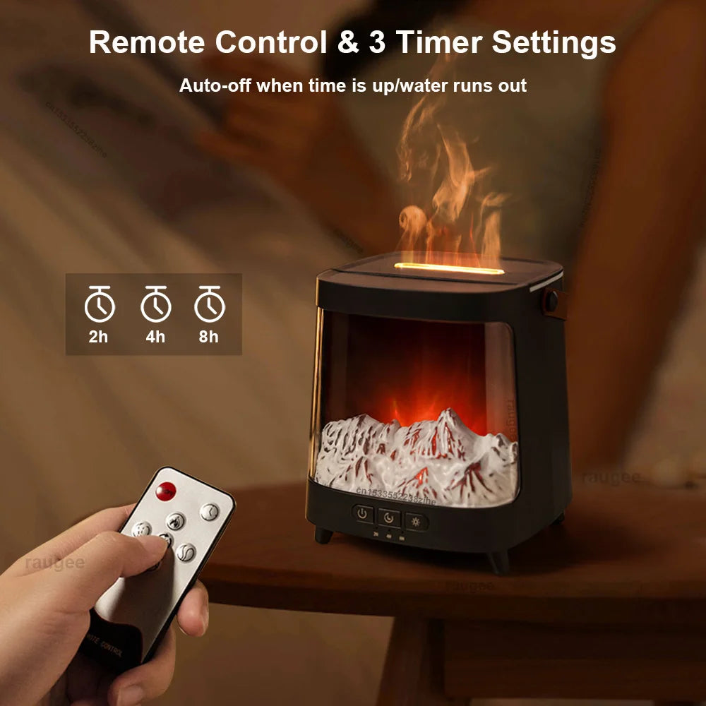 Air Humidifier Aroma Diffuser Colorful Flame Essential Oil Diffuser Home Mini Fragrance Diffuser Humidifier with Remote Control