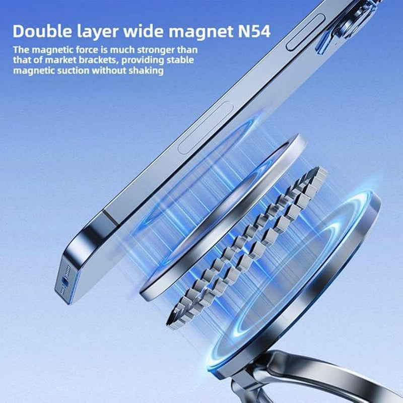 Strong Magnetic Car Phone Holder - Retractable Vacuum Suction Cup, Universal Adjustable Dashboard Phone Mount for Iphone, Samsung, All Smartphones - Secure, Hands-Free, Compact Design (Black)